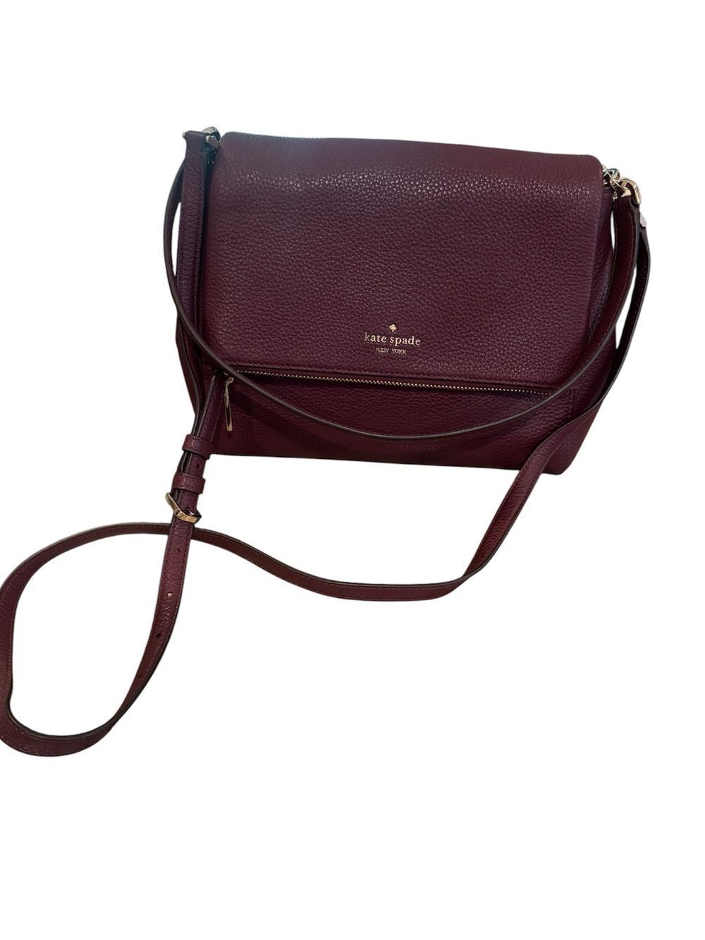 Kate spade medium pebbled leather flap shoulder bag/purse